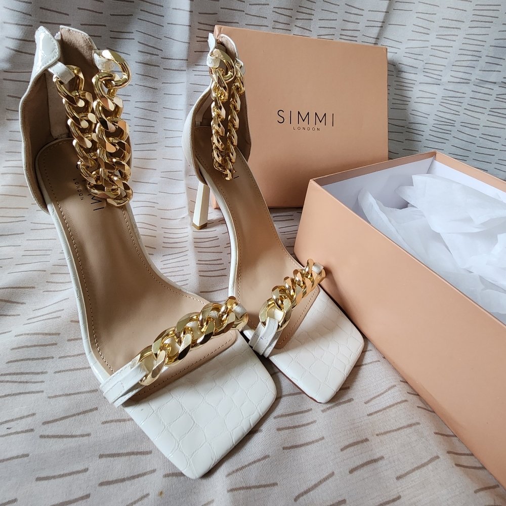 Simmi London White Croc Aziel Heels